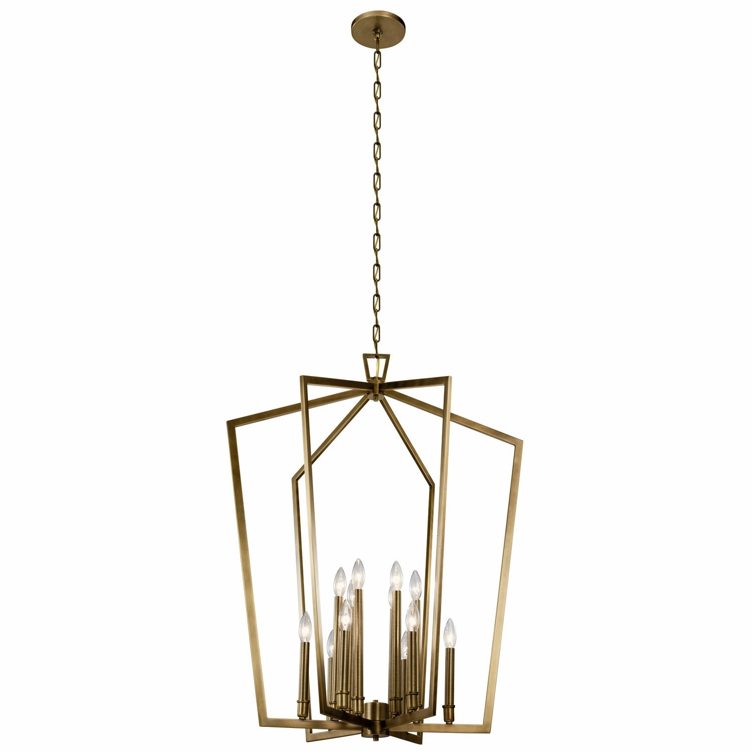 Abbotswell 12 Light Foyer Chandelier Natural Brass Ceiling Light Fixtures on sale