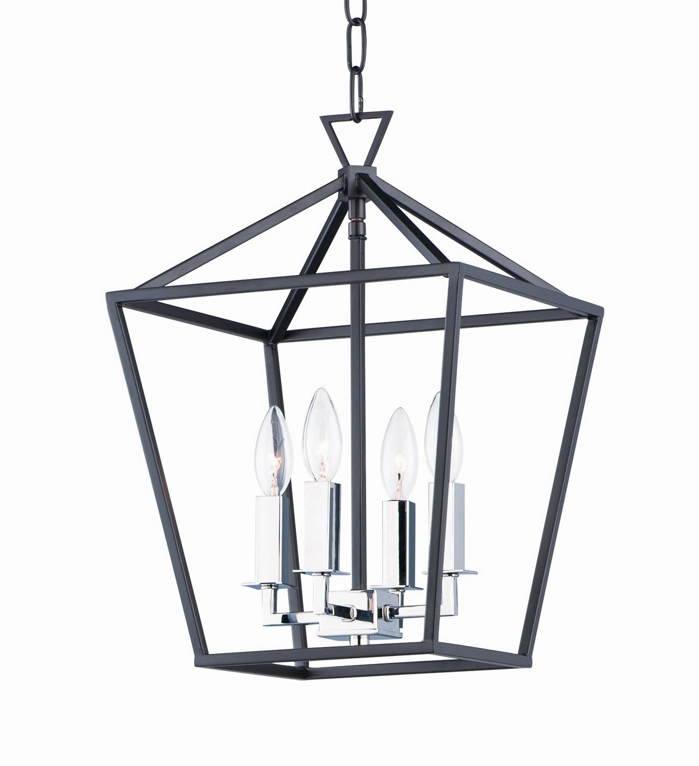 Abode Four Light Chandelier Textured Black / Polished Nickel Buy Ceiling Lights online