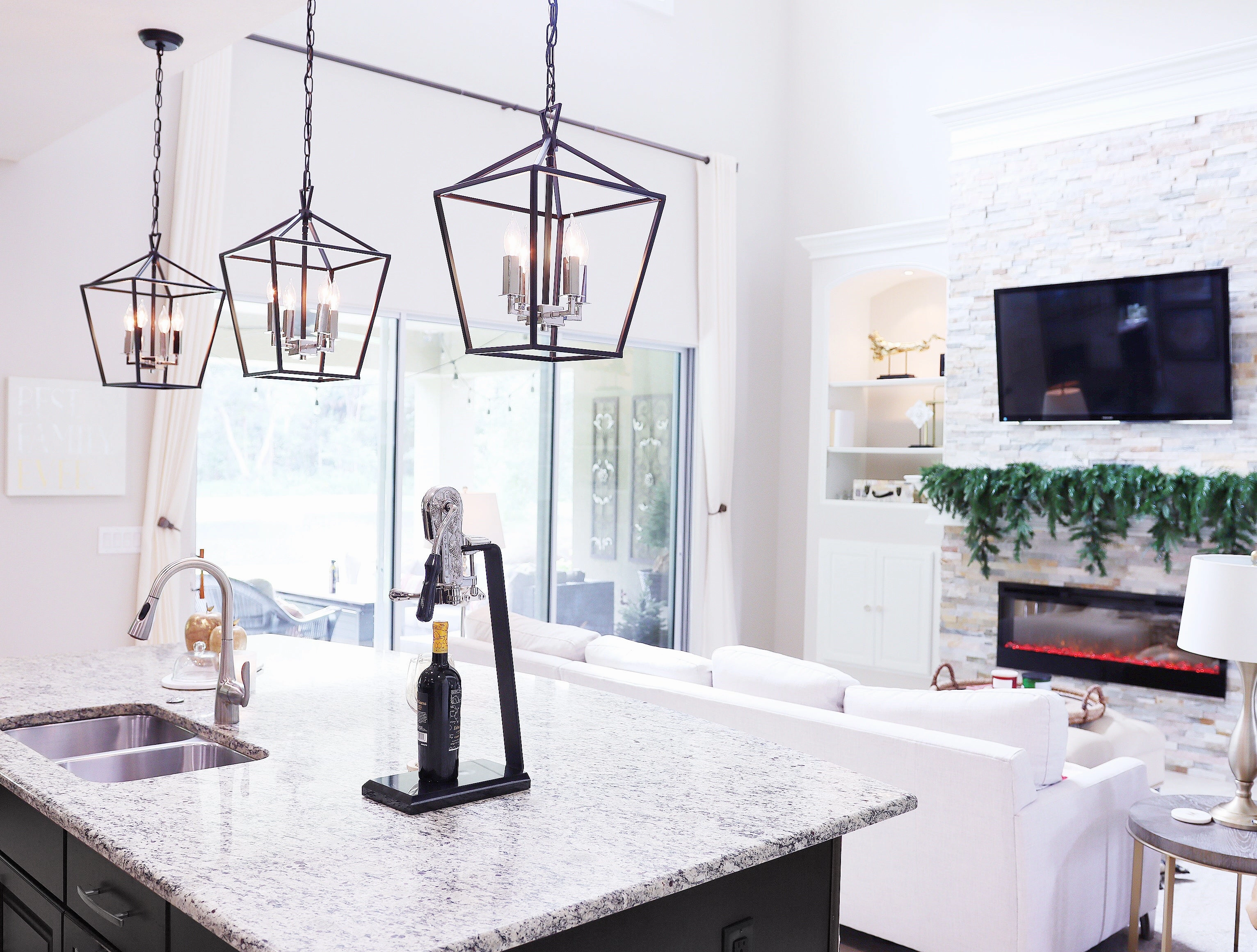 Abode Four Light Chandelier Textured Black / Polished Nickel Buy Ceiling Lights online