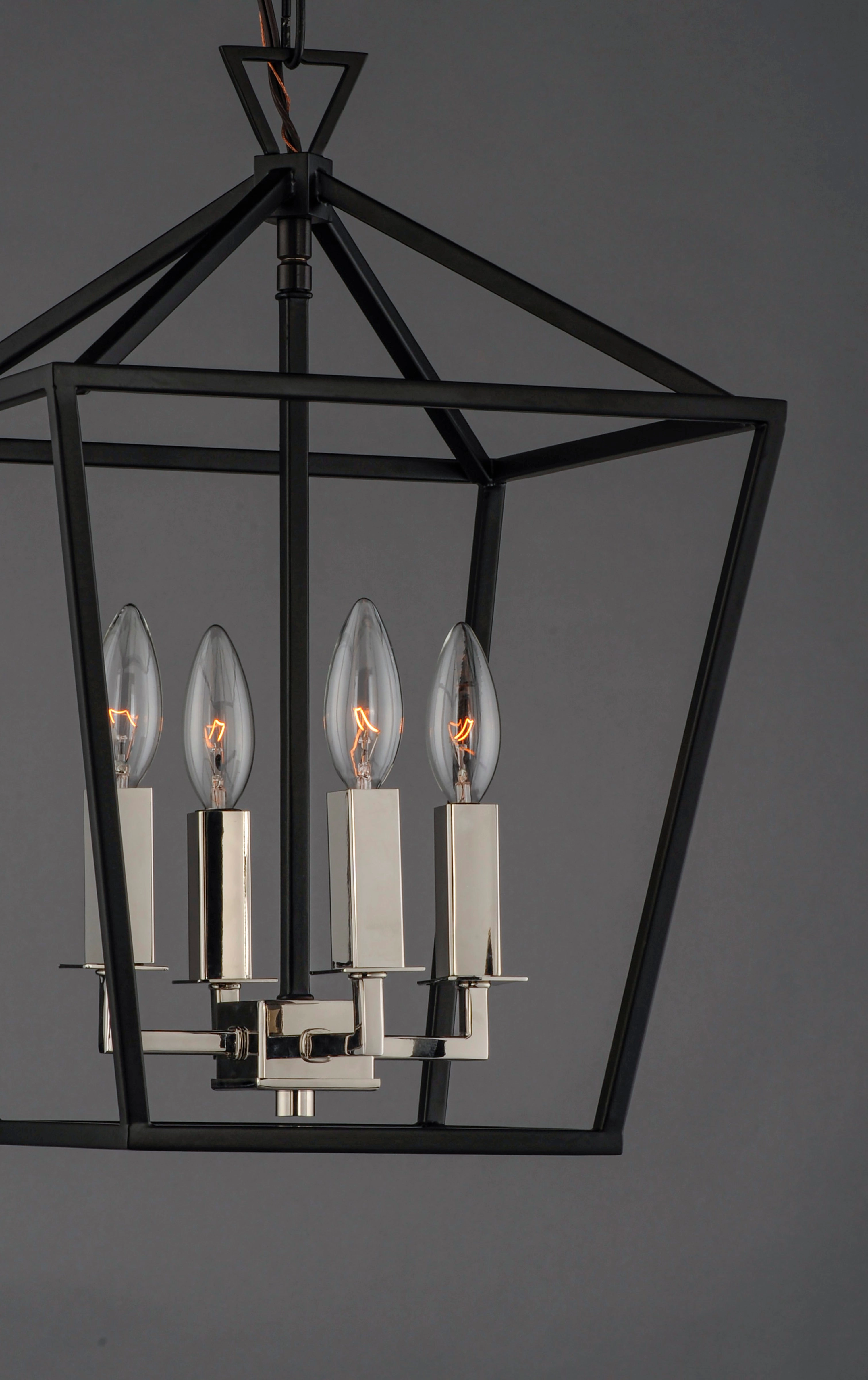 Abode Four Light Chandelier Textured Black / Polished Nickel Buy Ceiling Lights online