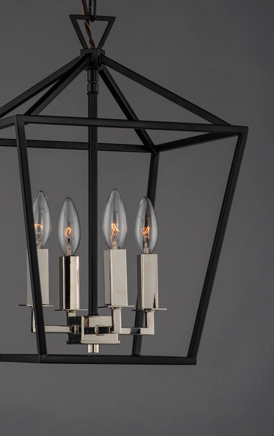 Abode Four Light Chandelier Textured Black / Polished Nickel Buy Ceiling Lights online