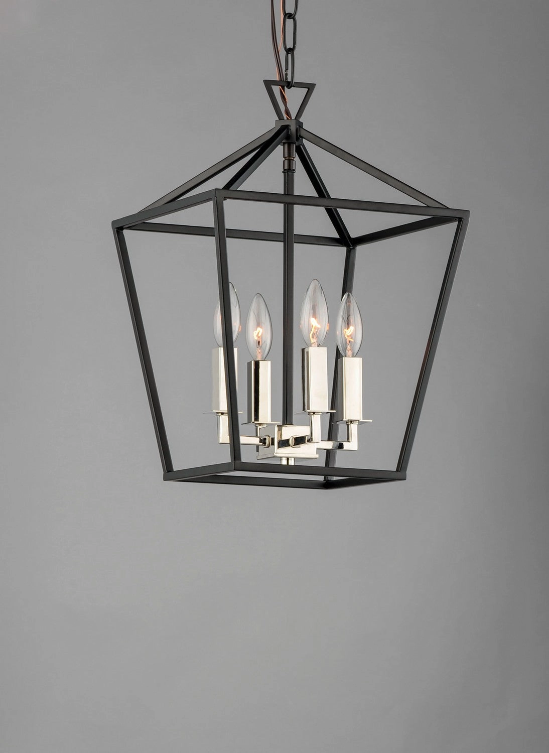 Abode Four Light Chandelier Textured Black / Polished Nickel Buy Ceiling Lights online