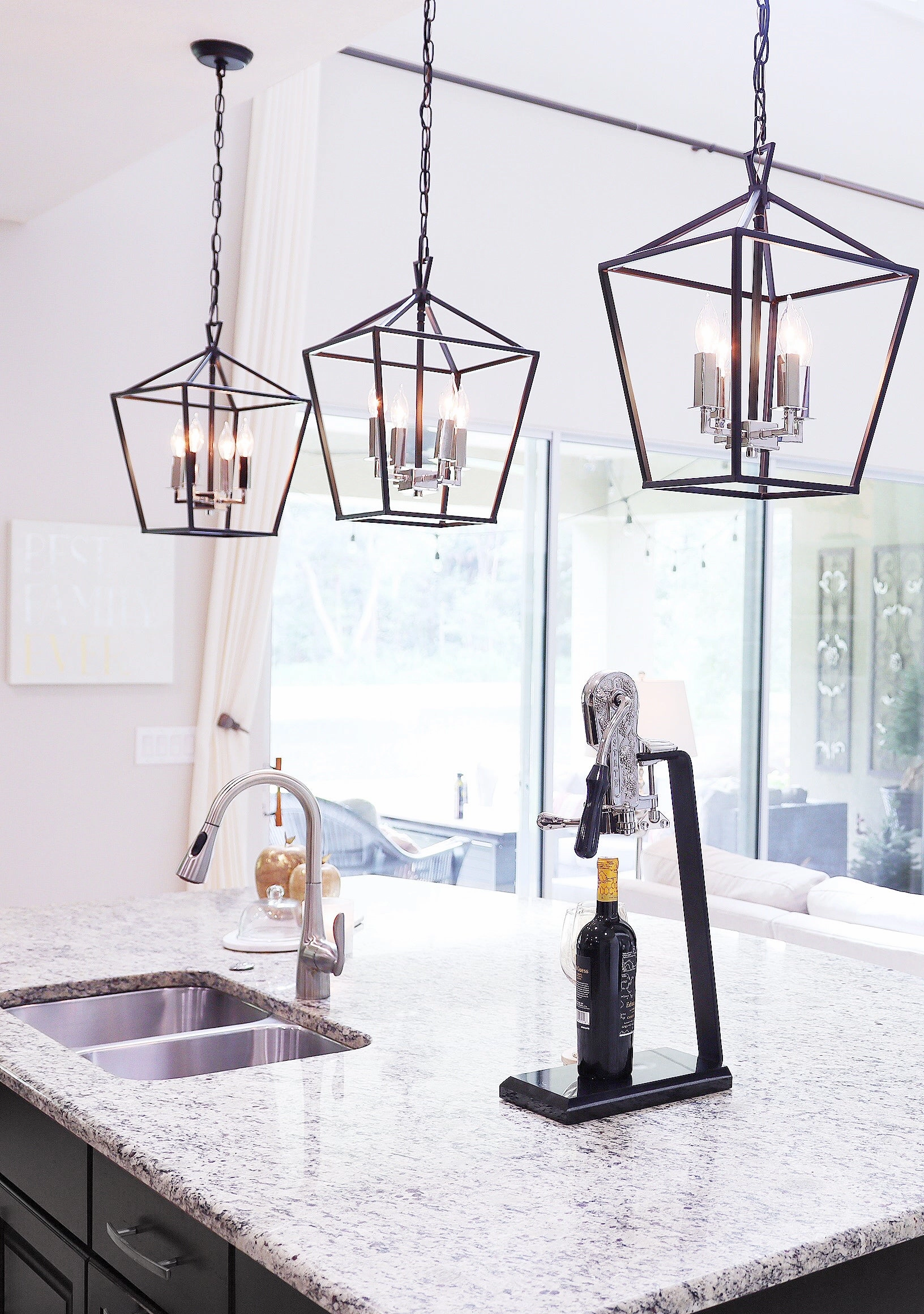 Abode Four Light Chandelier Textured Black / Polished Nickel Buy Ceiling Lights online