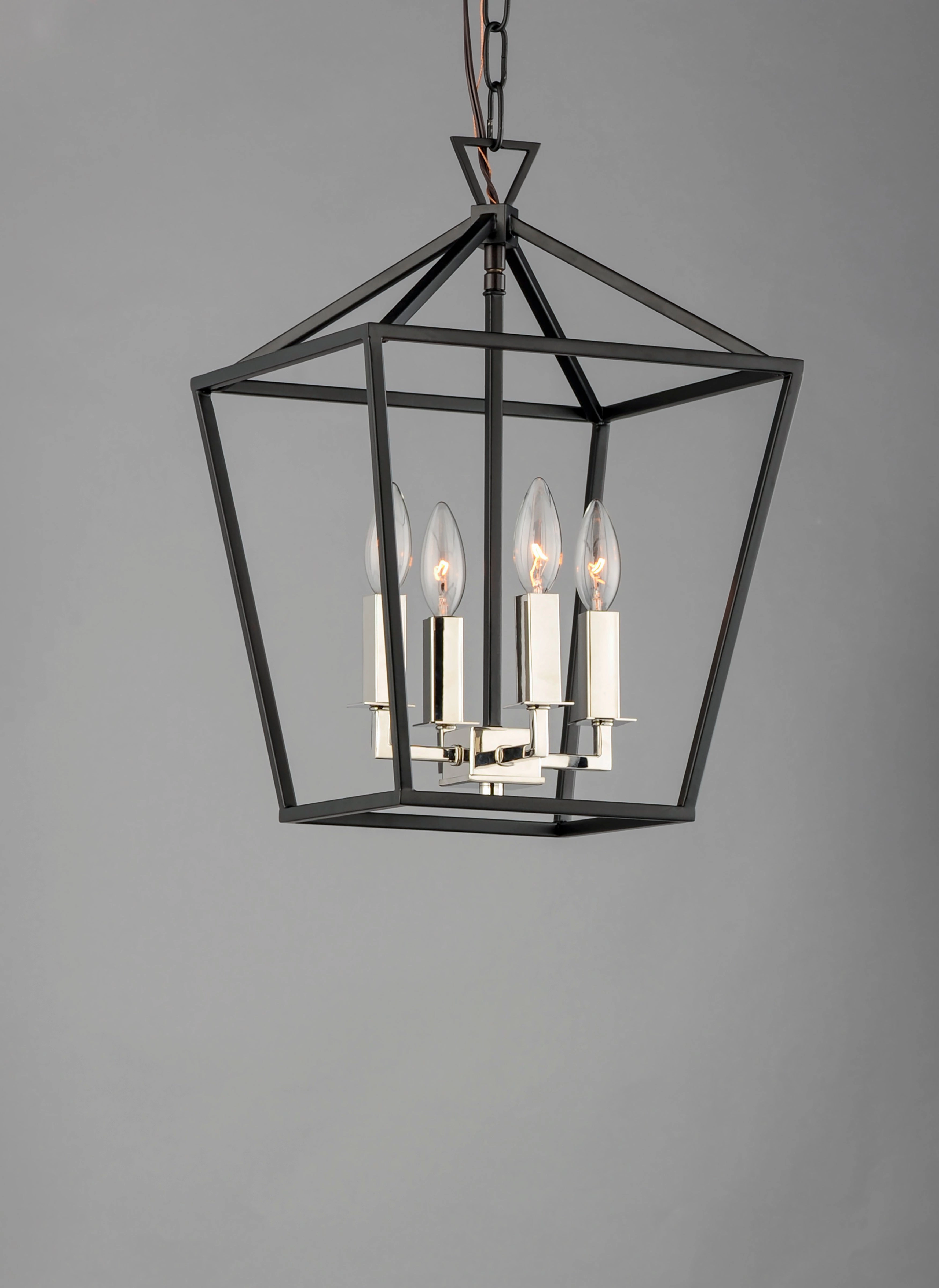 Abode Four Light Chandelier Textured Black / Polished Nickel Buy Ceiling Lights online