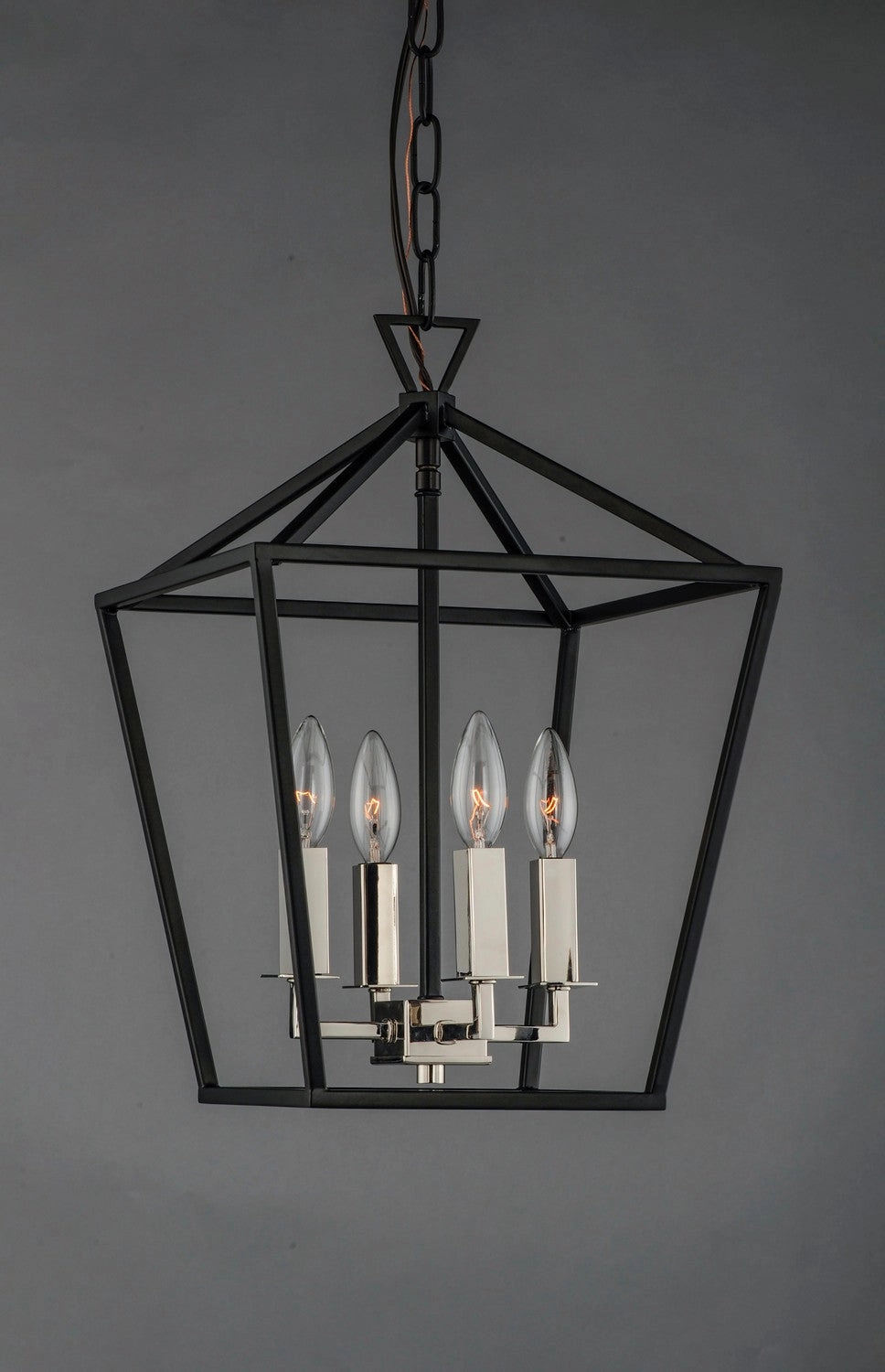 Abode Four Light Chandelier Textured Black / Polished Nickel Buy Ceiling Lights online
