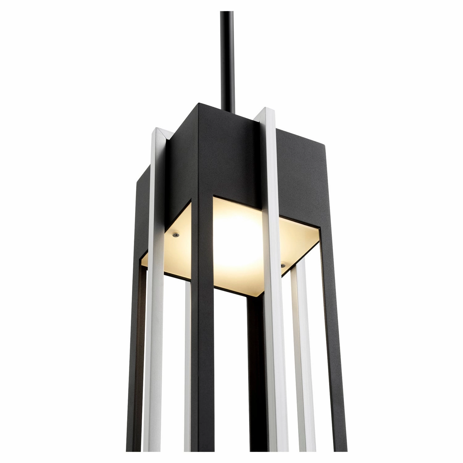 Al Fresco LED Outdoor Pendant Textured Black w/ Brushed Aluminum Garden Hanging Lights promo