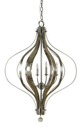 Aries Six Light Foyer Chandelier Polished Nickel Ceiling Lights Lighting discount price