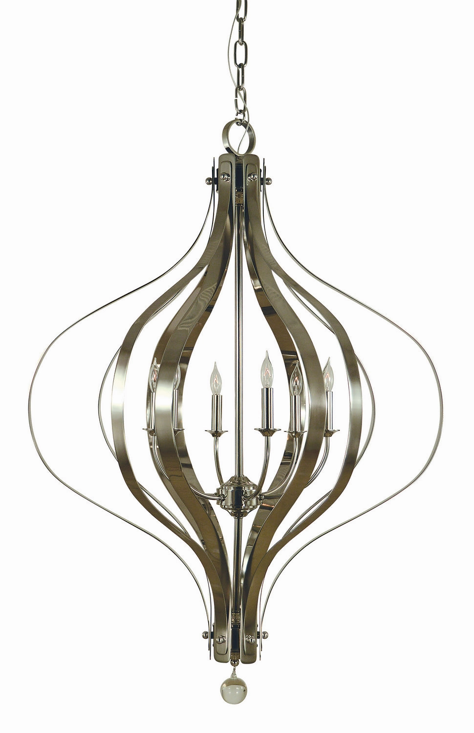 Aries Six Light Foyer Chandelier Polished Nickel Ceiling Lights Lighting discount price