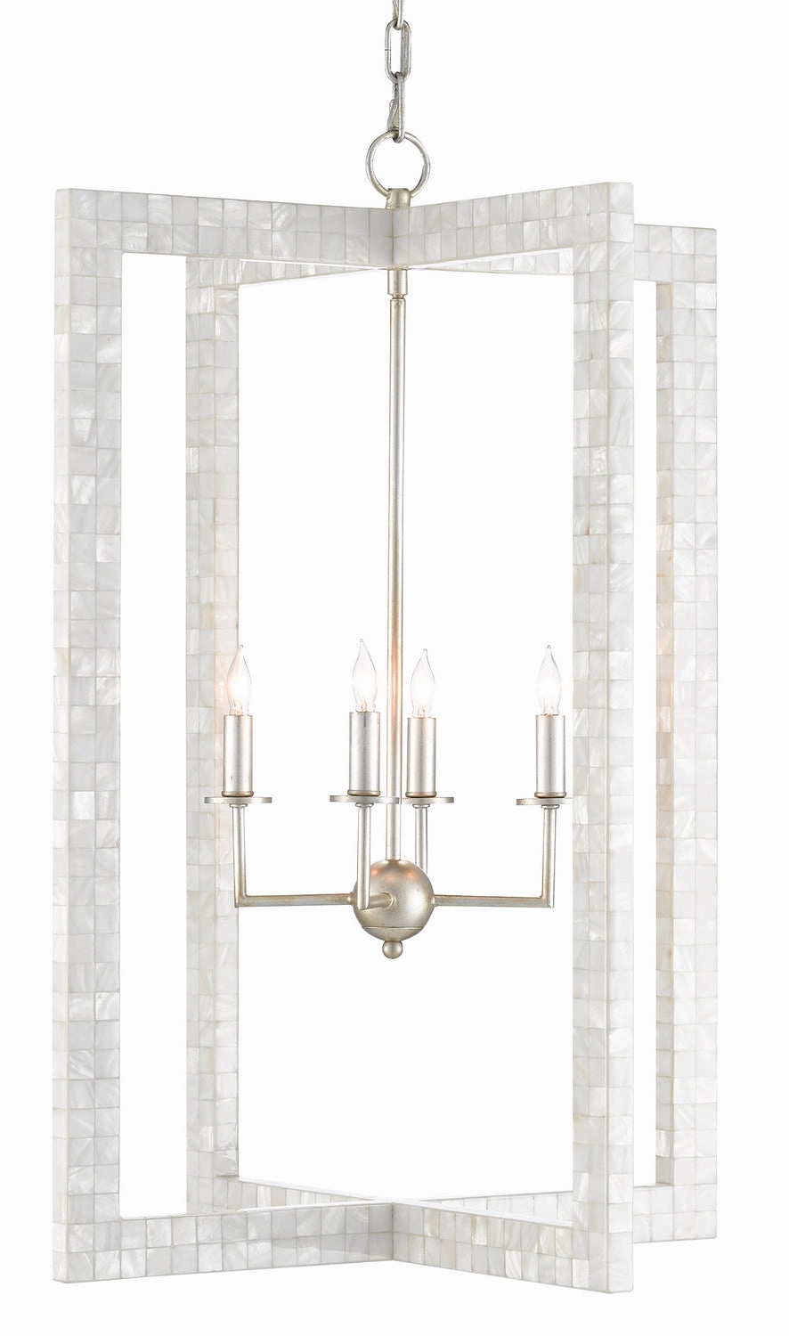 Arietta Collection Four Light Chandelier Mother of Pearl/Contemporary Silver Leaf Ceiling Lights Lighting discount price