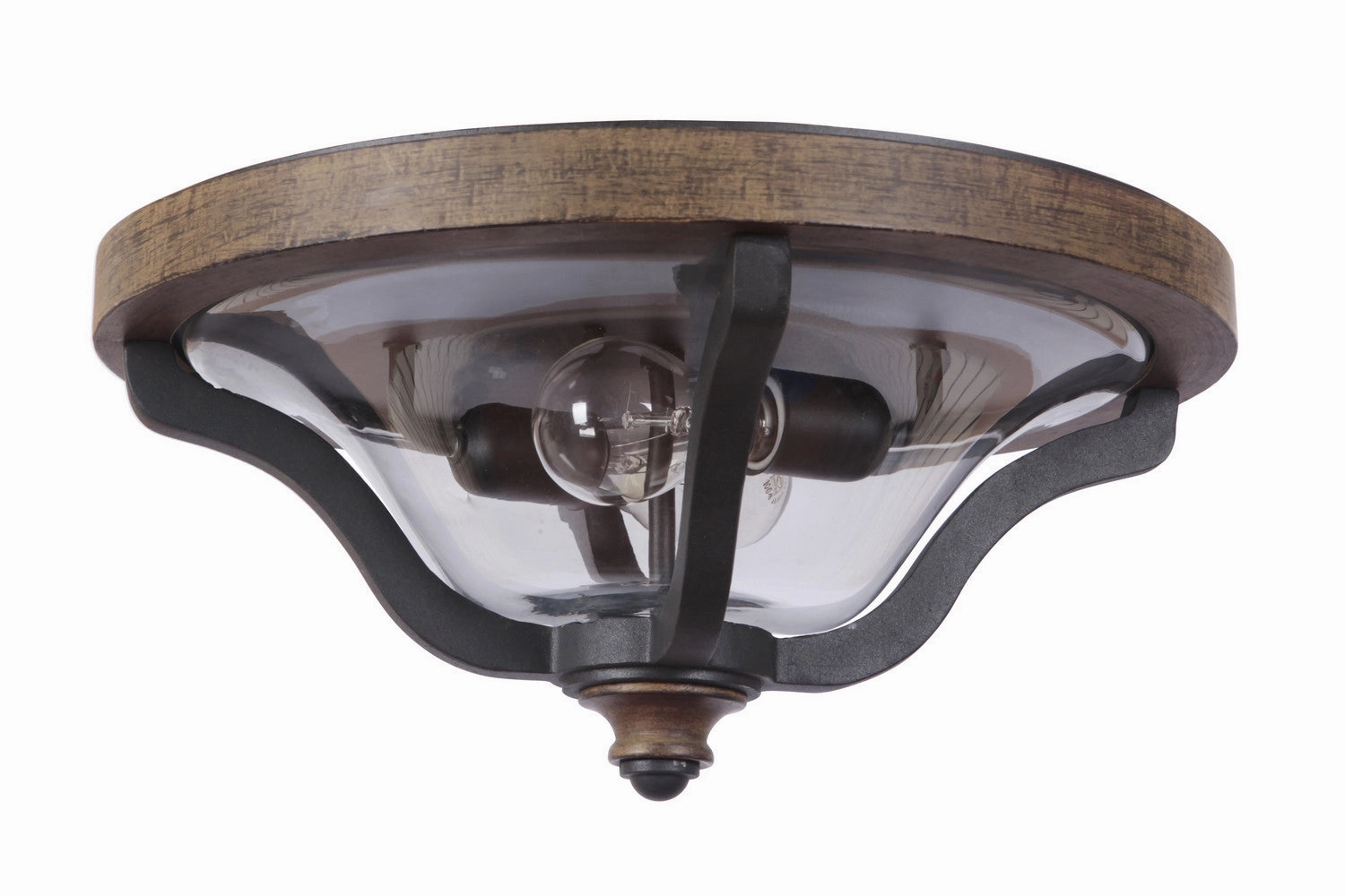 Ashwood Two Light Outdoor Flushmount Textured Black/Whiskey Barrel Outdoor Ceiling Mount Lighting flash sale