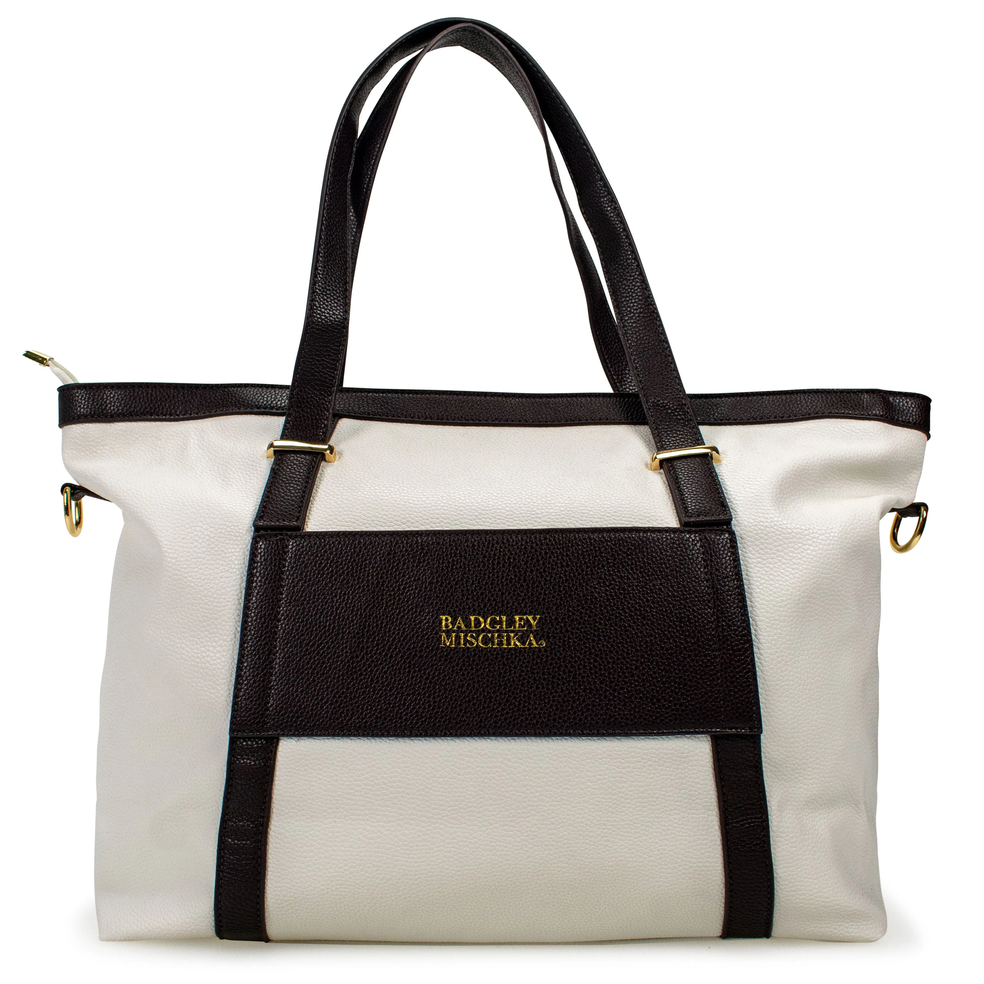 BADGLEY MISCHKA Anna XL Vegan Leather Weekender Tote Bag | White