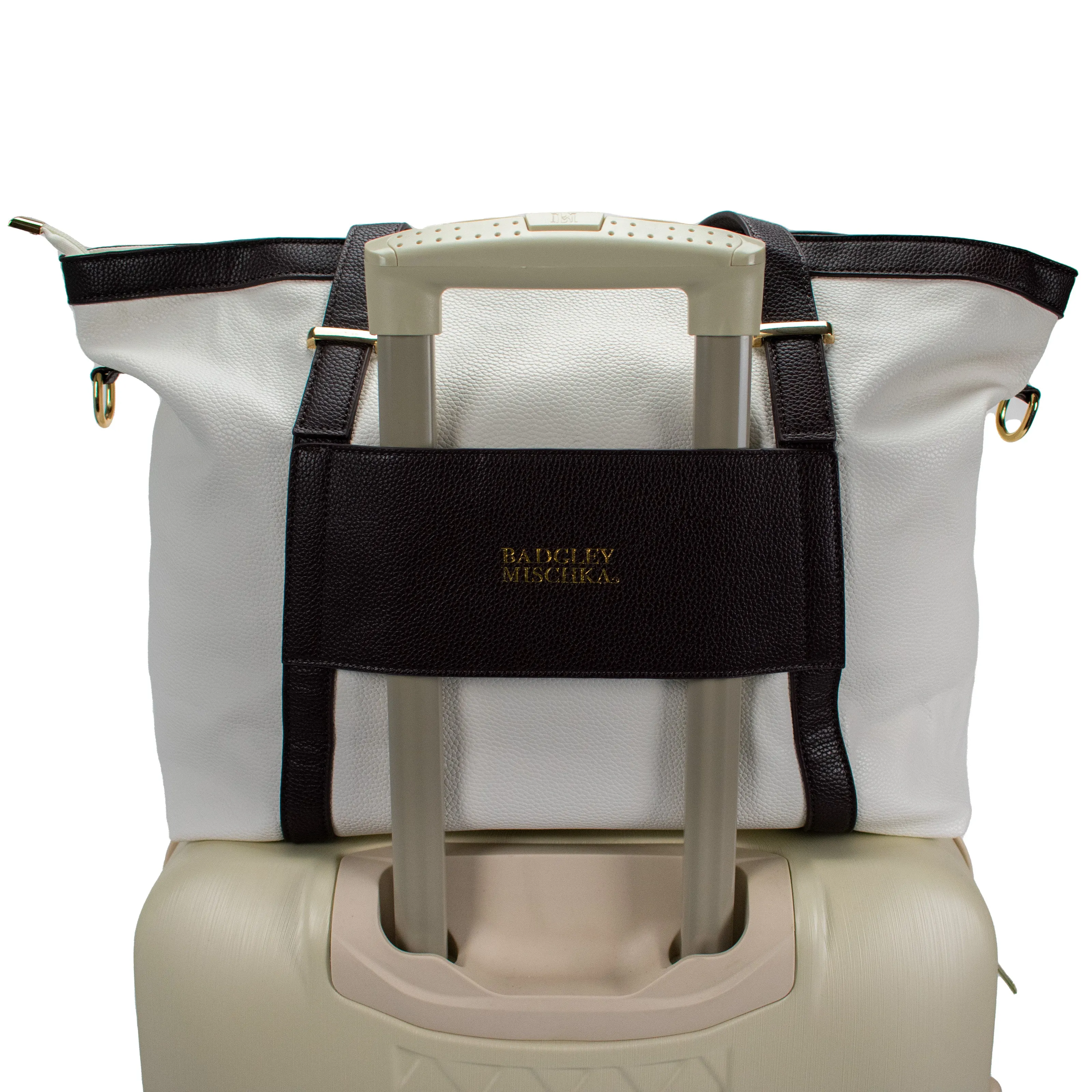 BADGLEY MISCHKA Anna XL Vegan Leather Weekender Tote Bag | White
