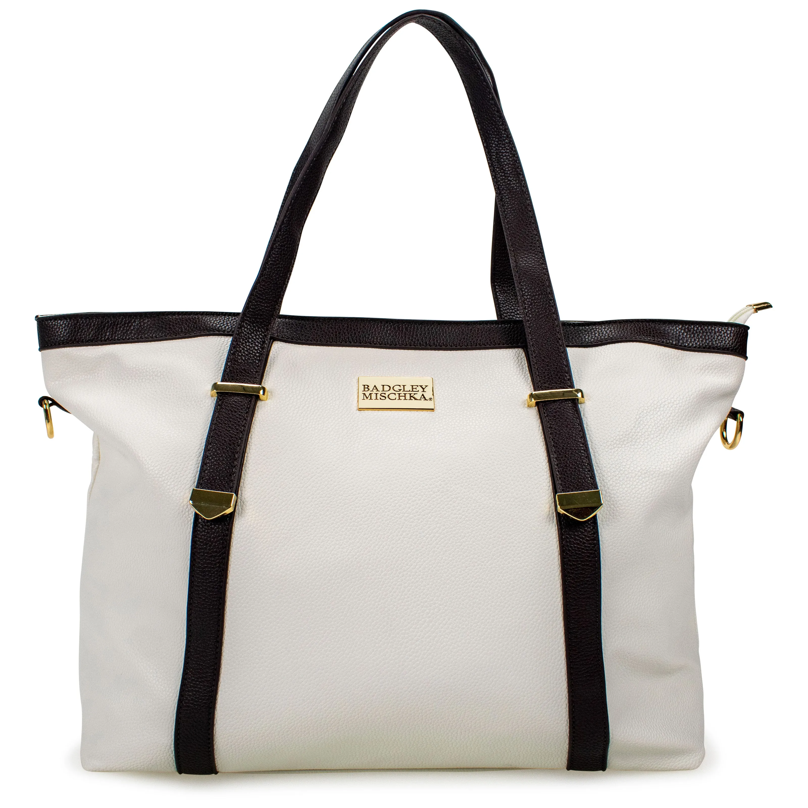 BADGLEY MISCHKA Anna XL Vegan Leather Weekender Tote Bag | White