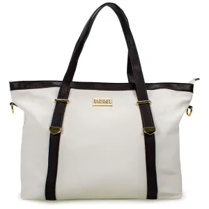 BADGLEY MISCHKA Anna XL Vegan Leather Weekender Tote Bag | White