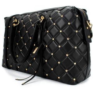 BADGLEY MISCHKA Quilted Vegan Leather Weekender Tote Bag