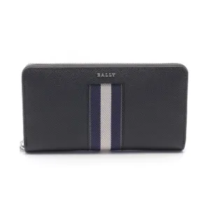 Bally  Navy  Leather Long Wallet (Bi-Fold) (Pre-Owned)