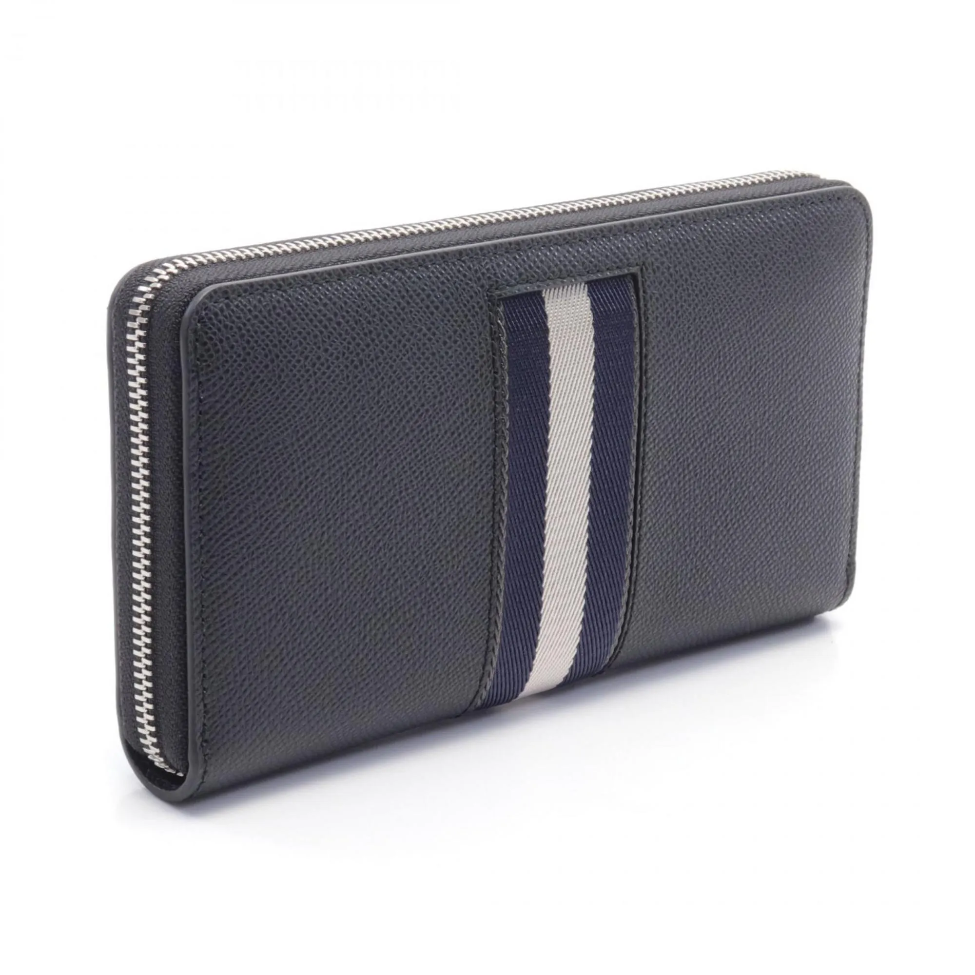 Bally  Navy  Leather Long Wallet (Bi-Fold) (Pre-Owned)