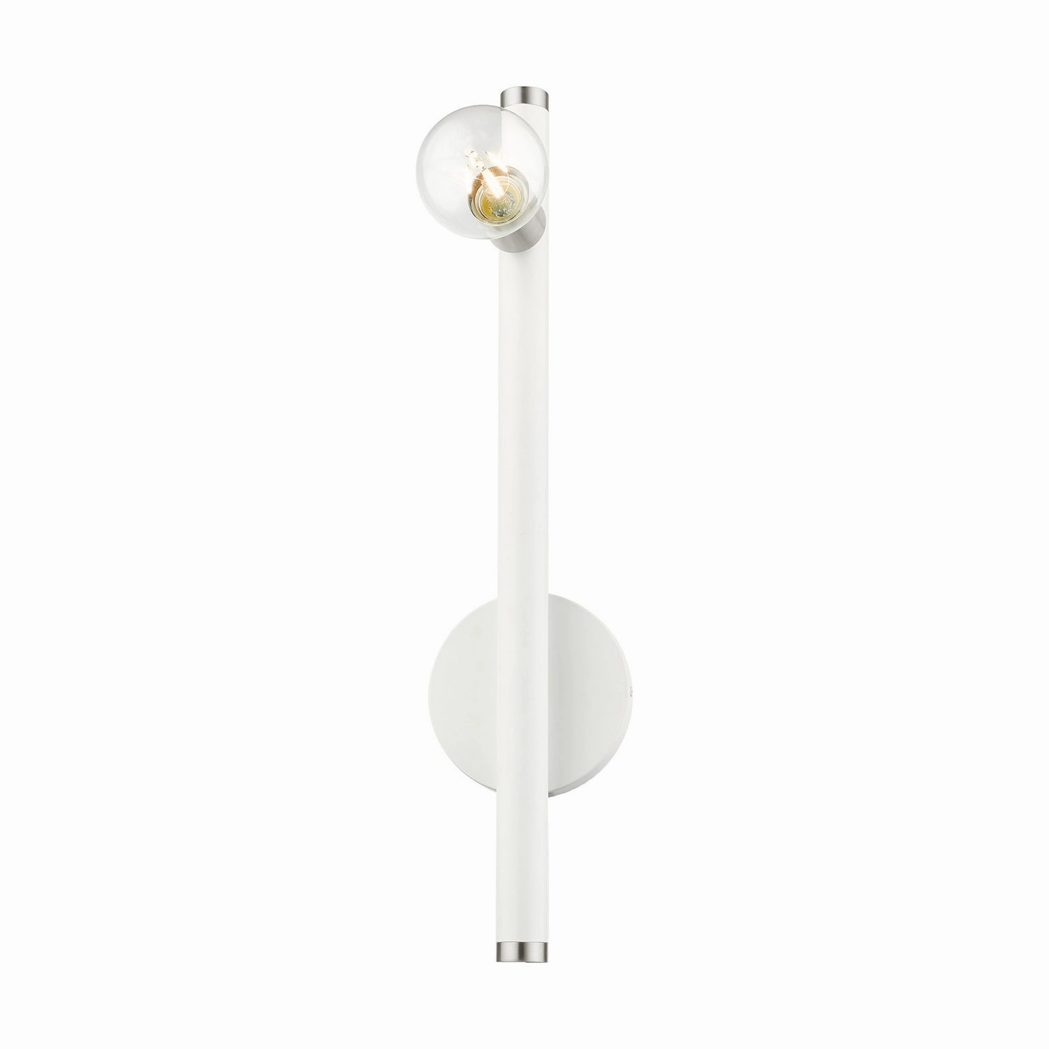 Bannister One Light Wall Sconce White w/ Brushed Nickels Designer Wall Lights store deal