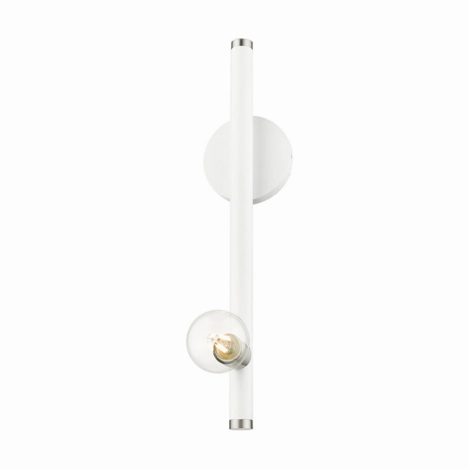 Bannister One Light Wall Sconce White w/ Brushed Nickels Designer Wall Lights store deal