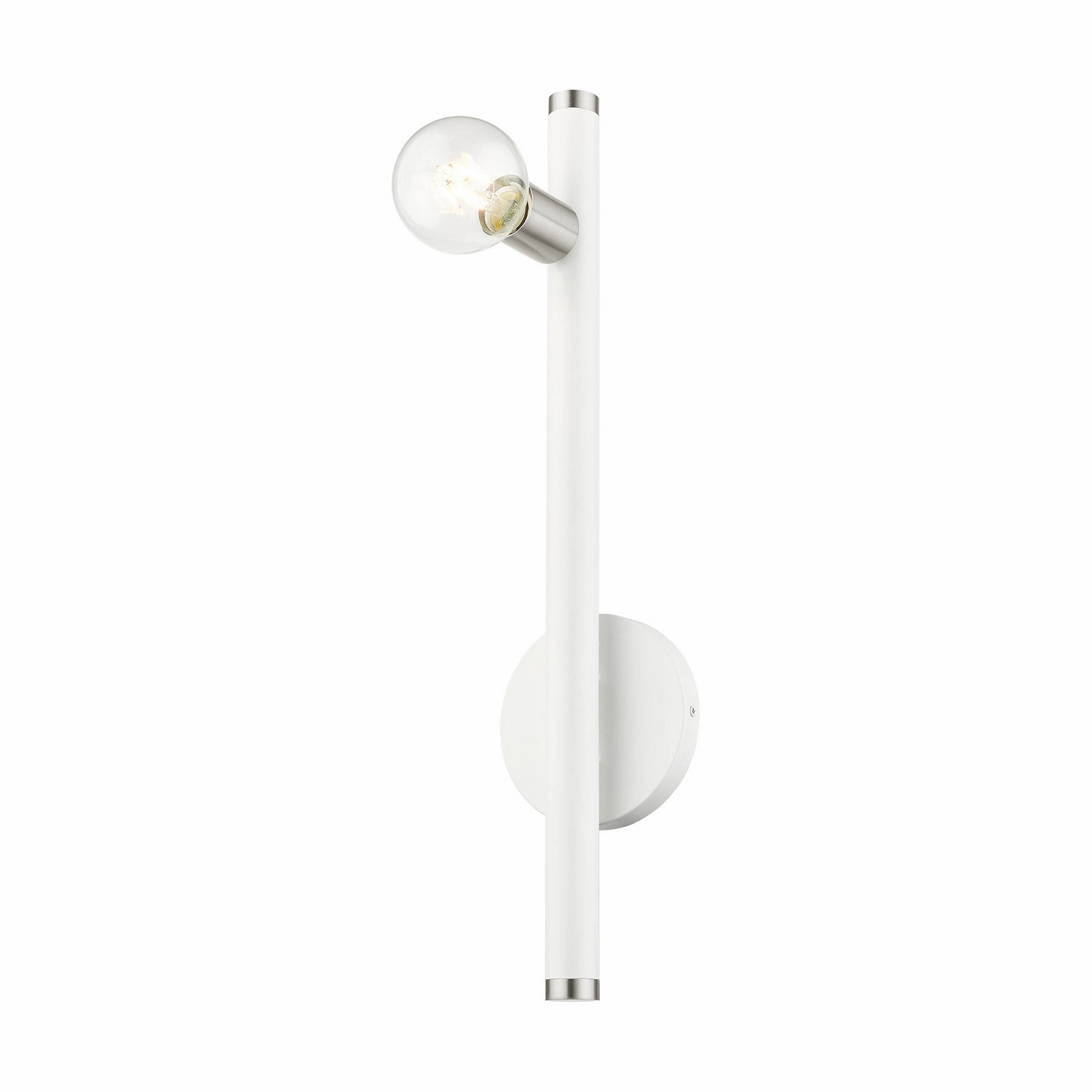 Bannister One Light Wall Sconce White w/ Brushed Nickels Designer Wall Lights store deal