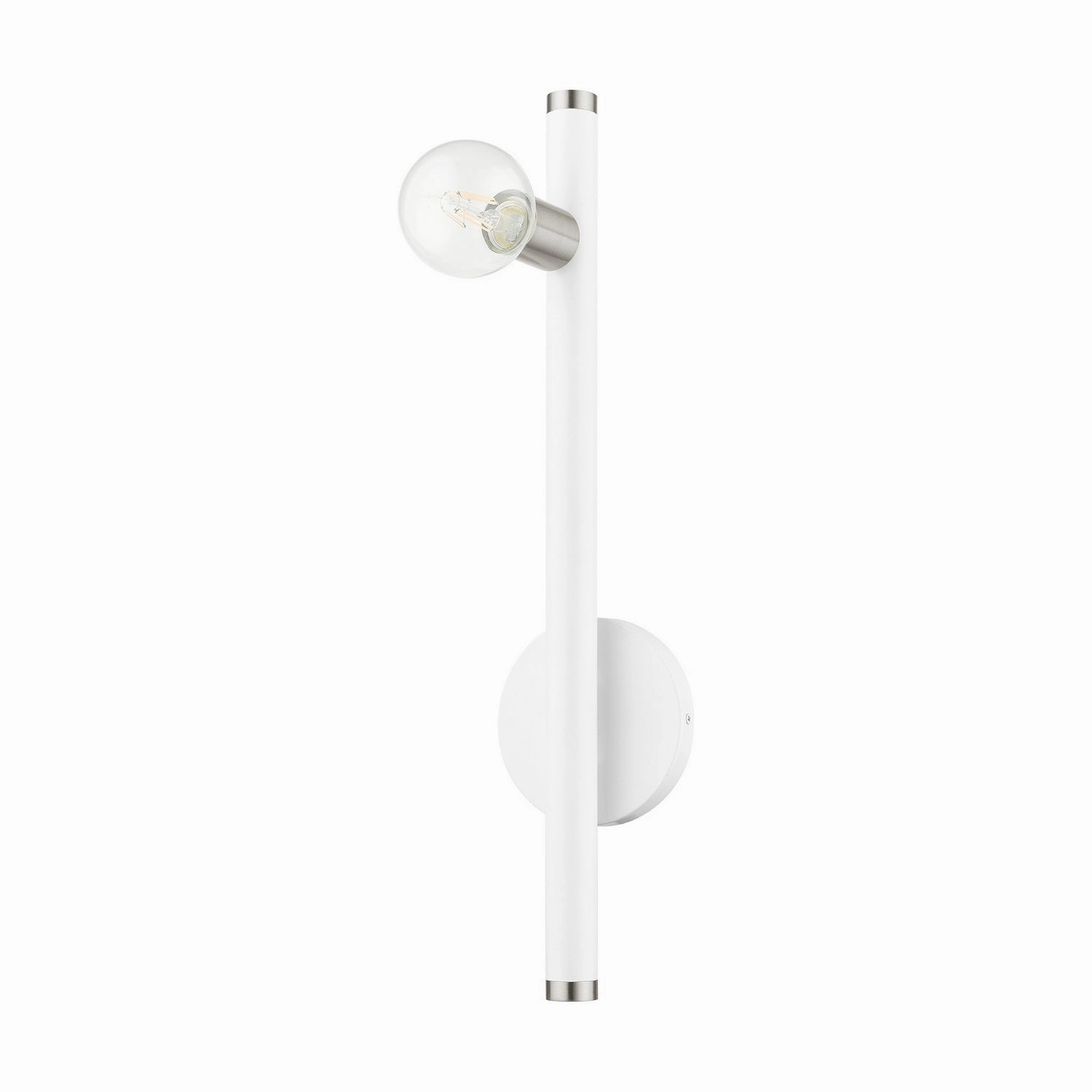 Bannister One Light Wall Sconce White w/ Brushed Nickels Designer Wall Lights store deal