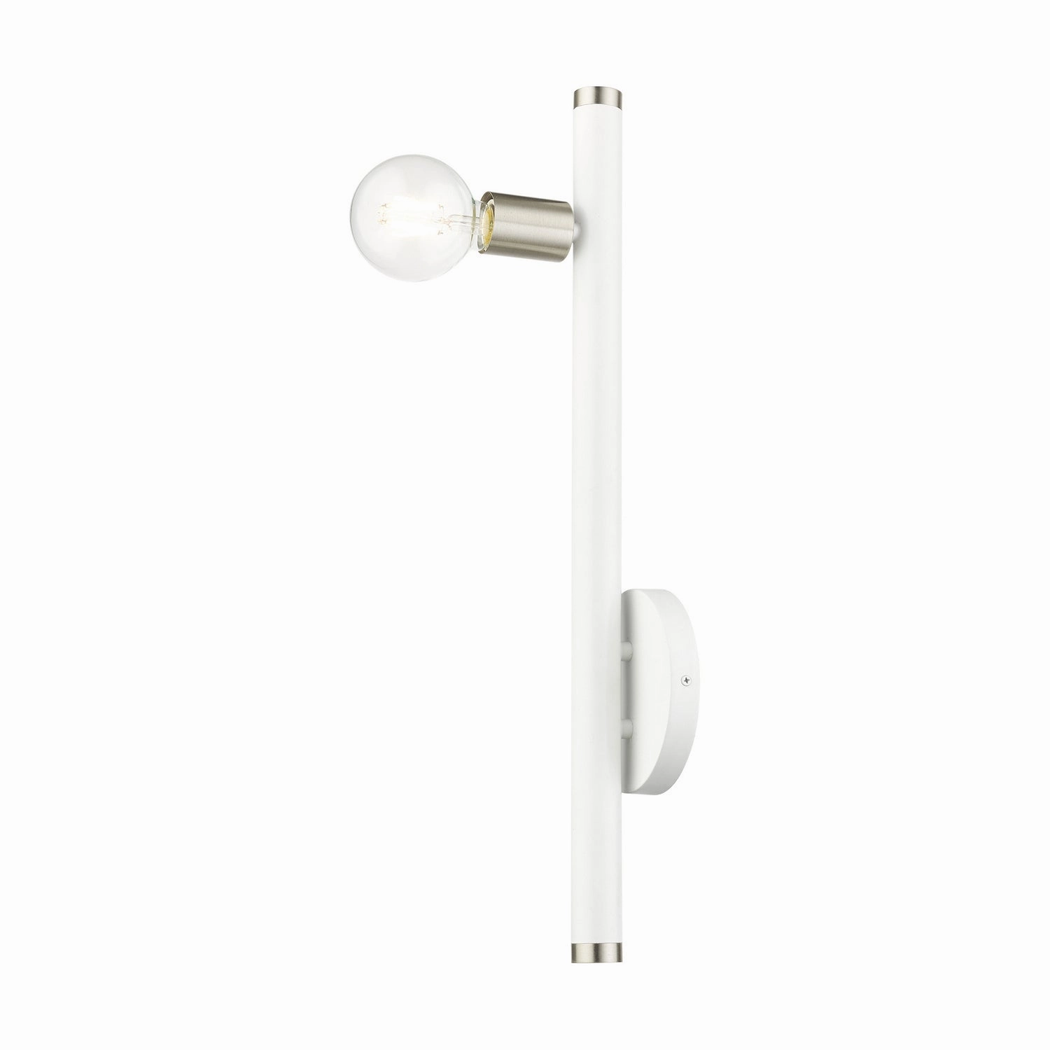 Bannister One Light Wall Sconce White w/ Brushed Nickels Designer Wall Lights store deal
