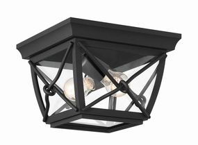 Belmont Two Light Flushmount Black Outdoor Ceiling Mount Lighting hot sale