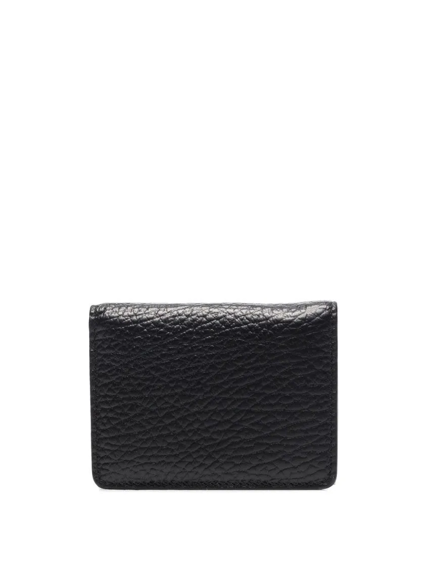 Bi-Fold Card Holder In Black Calf Leather