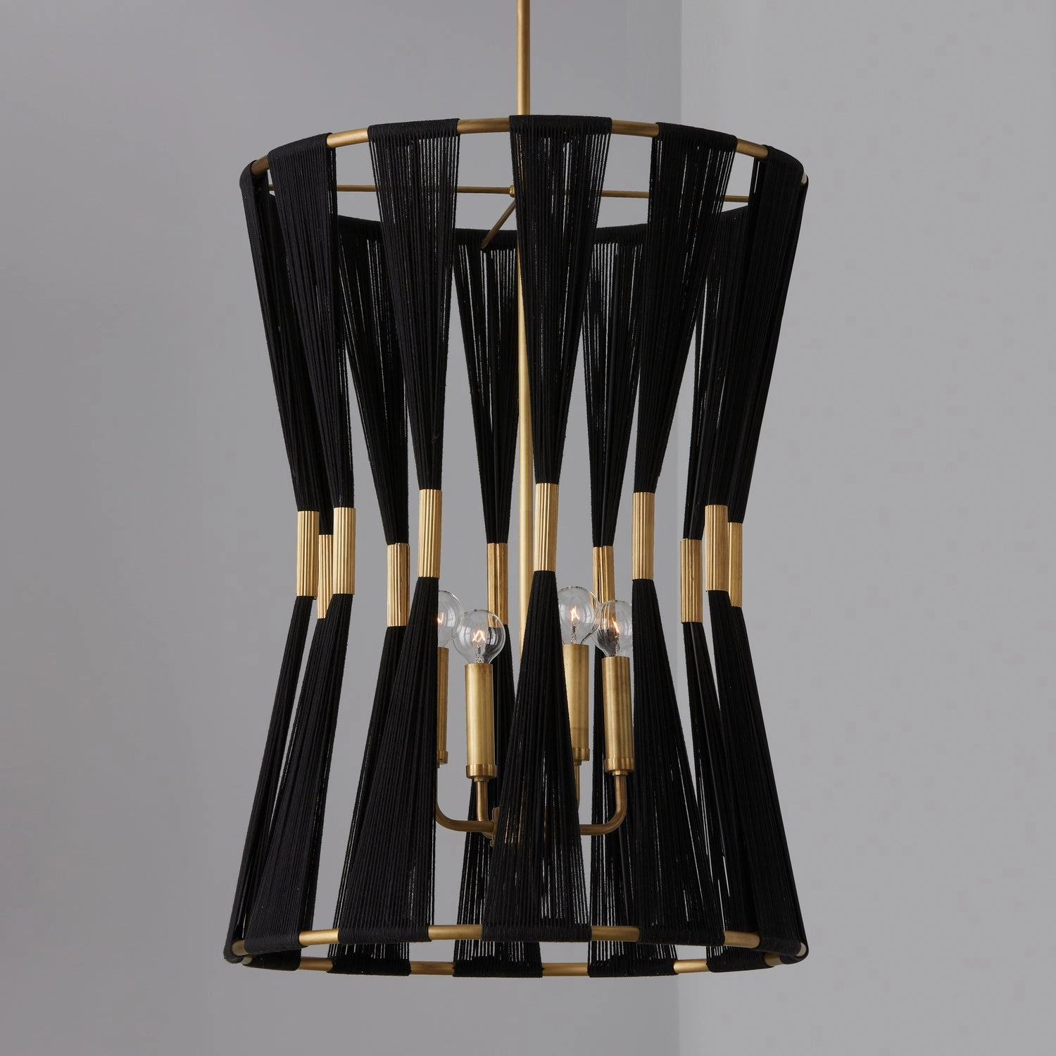 Bianca Four Light Foyer Black Rope and Patinaed Brass Ceiling Light Fixtures on sale