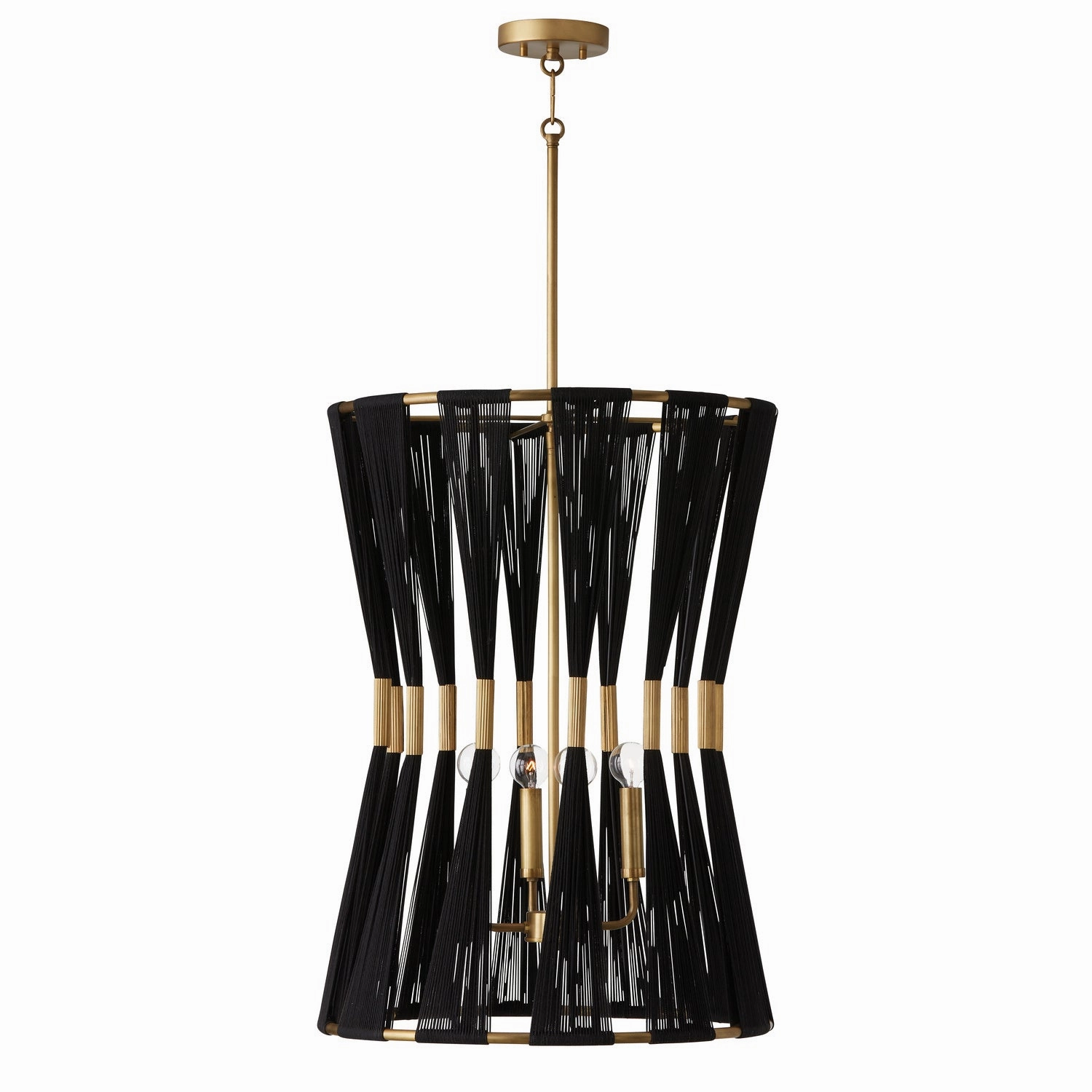 Bianca Four Light Foyer Black Rope and Patinaed Brass Ceiling Light Fixtures on sale