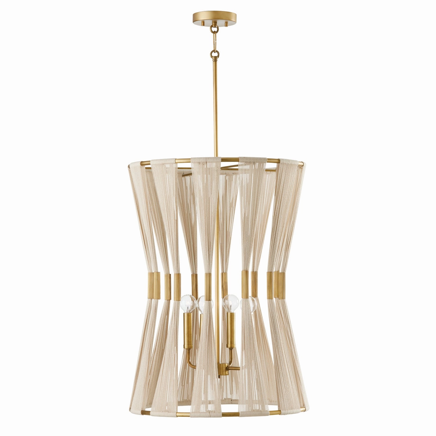 Bianca Four Light Foyer Bleached Natural Rope and Patinaed Brass Ceiling Light Fixtures on sale