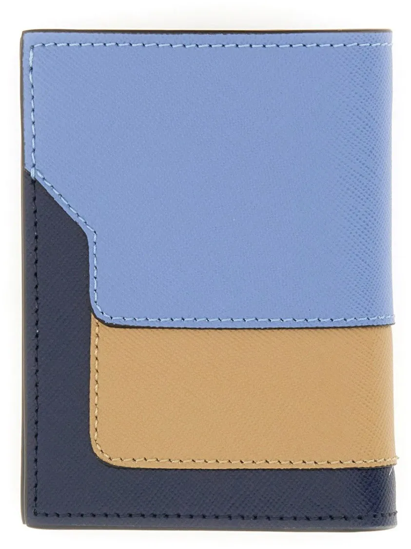 Bifold Wallet With Textured Leather Panels