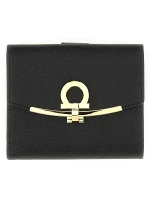 Black Calf Leather Gancini Wallet