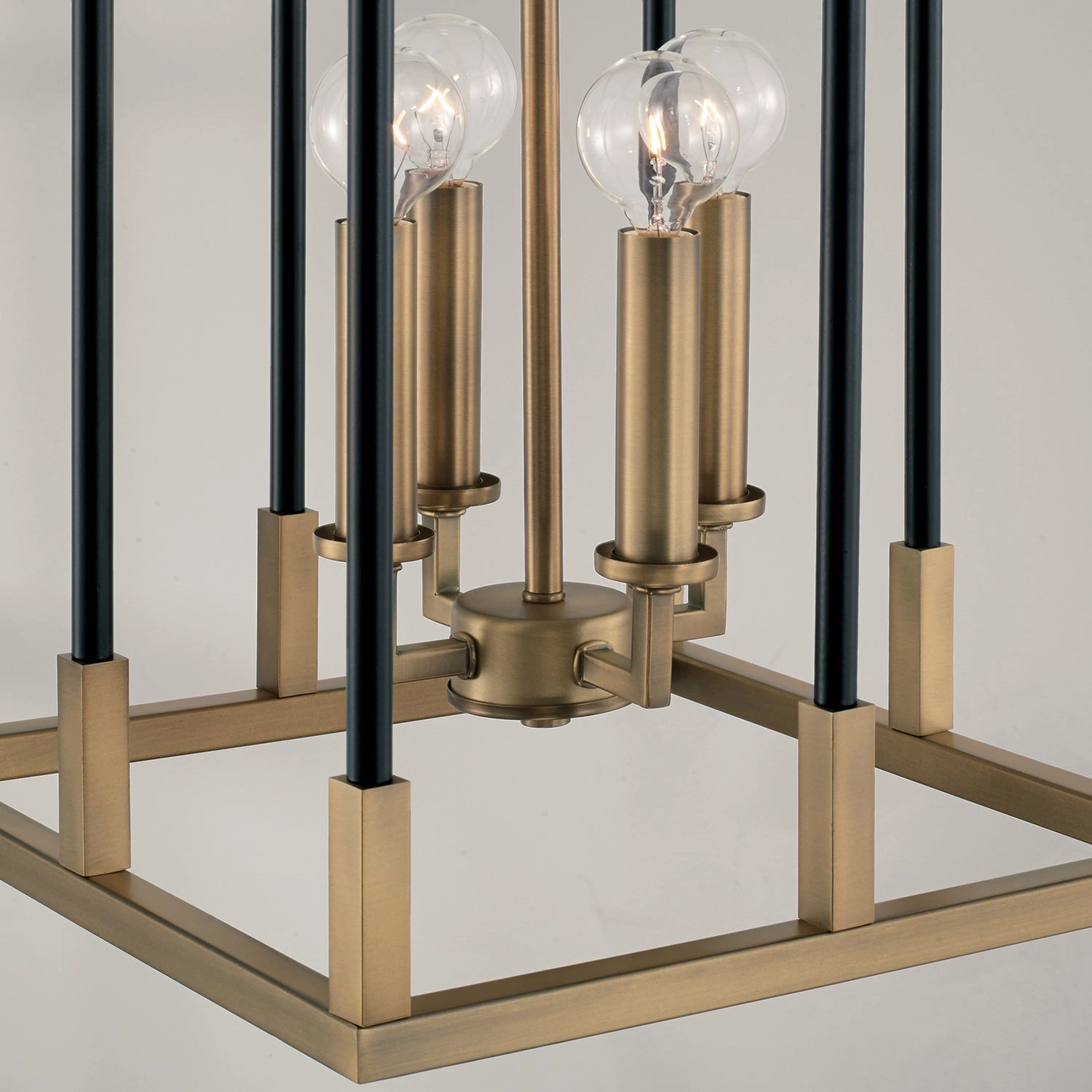Bleeker Four Light Foyer Aged Brass and Black Ceiling Light Fixtures on sale