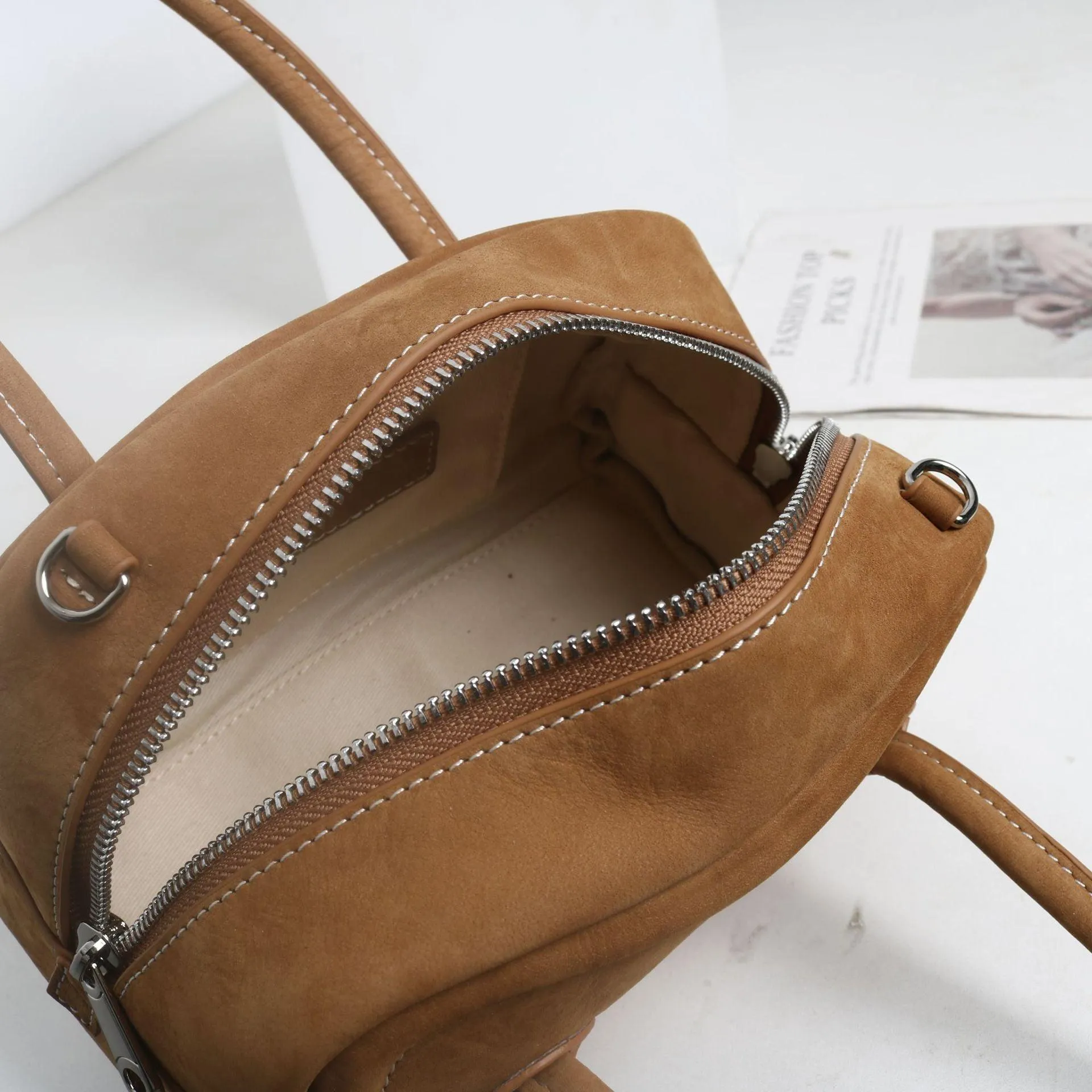 Boston Mini Cowhide Suede Square Shoulder Bag