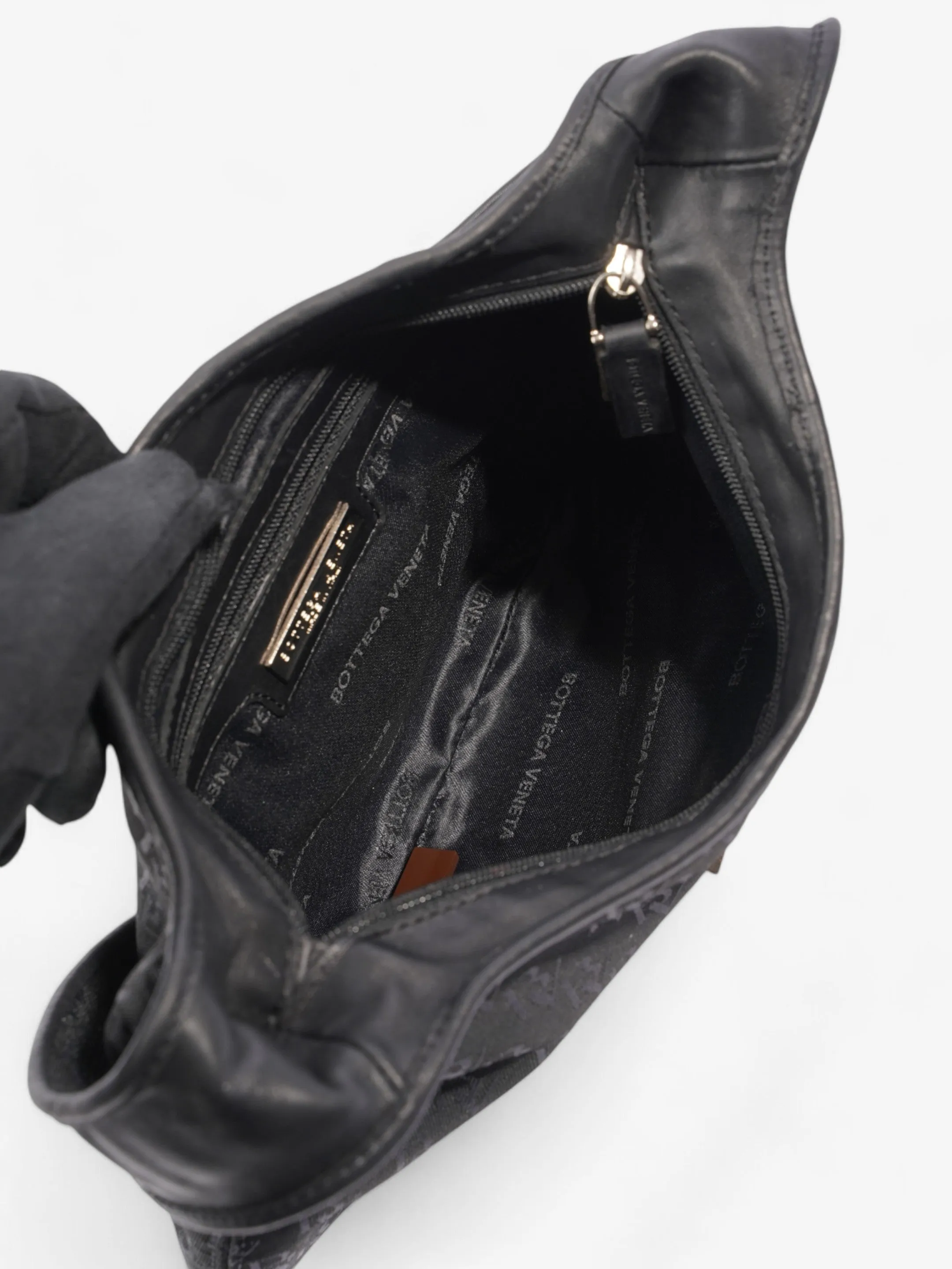 Bottega Veneta Montaigne Shoulder Bag Black Canvas