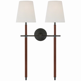 Bryant Wrapped LED Wall Sconce Bronze and Saddle Leather Elegant Wall Lights clearance