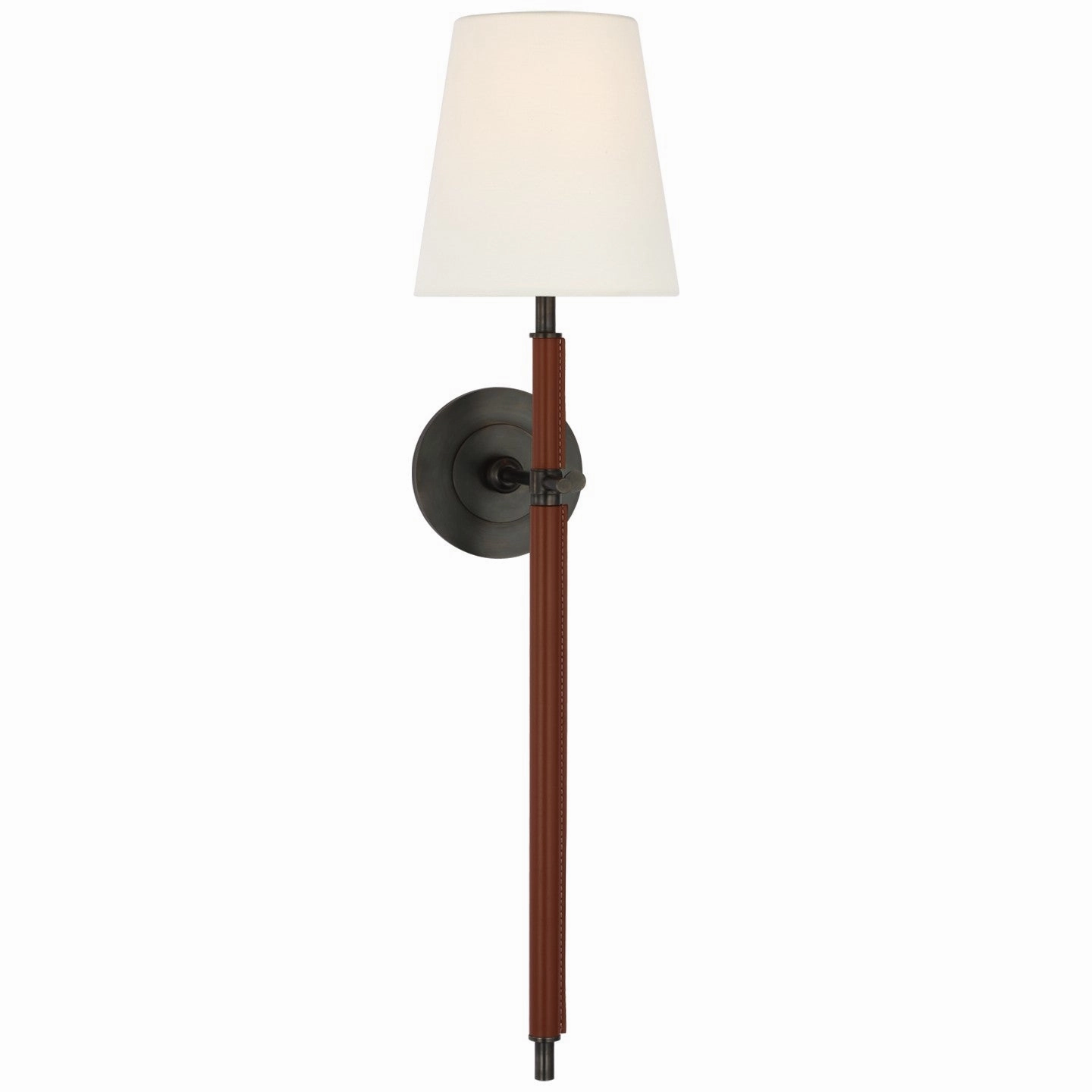 Bryant Wrapped LED Wall Sconce Bronze and Saddle Leather Elegant Wall Lights clearance