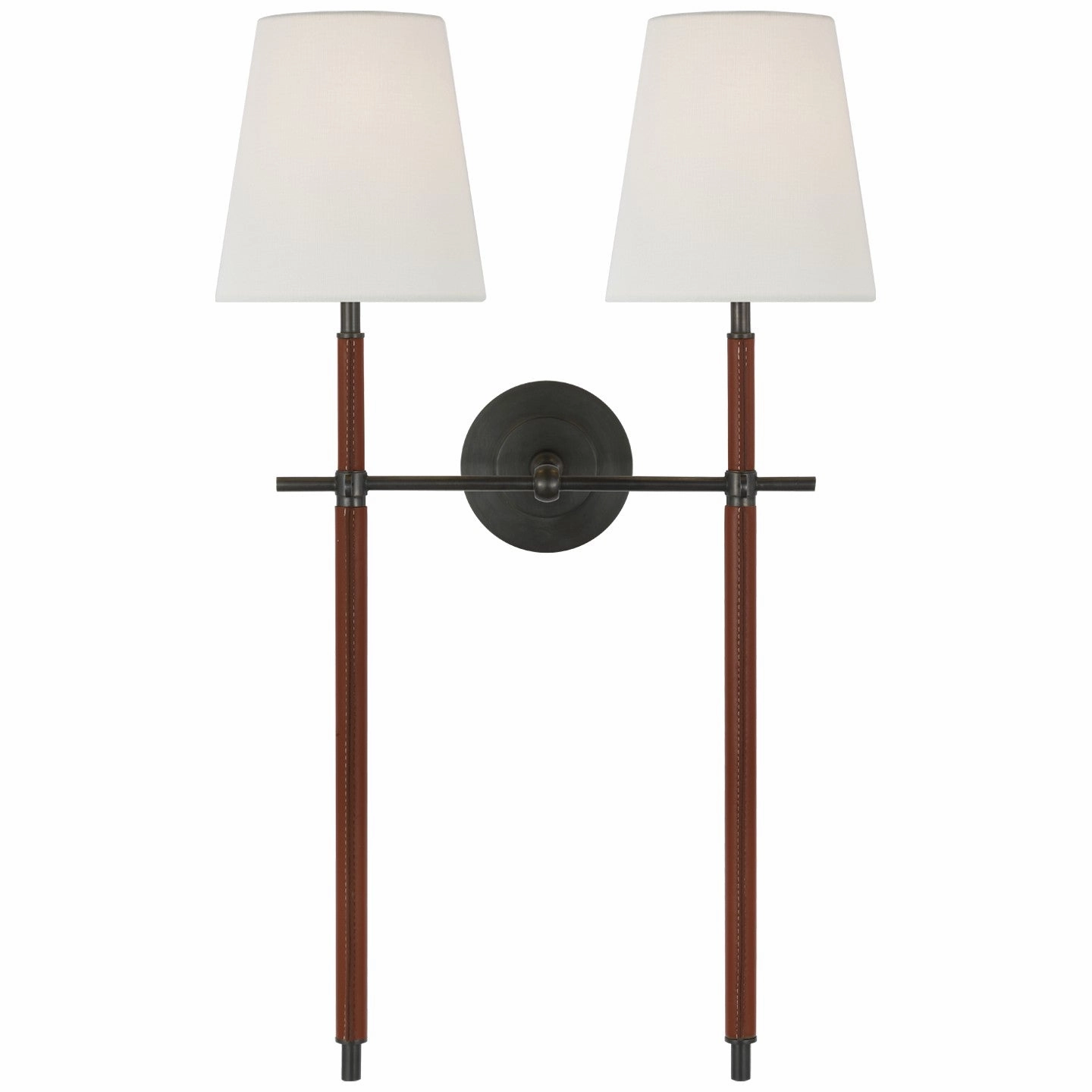 Bryant Wrapped LED Wall Sconce Bronze and Saddle Leather Elegant Wall Lights clearance