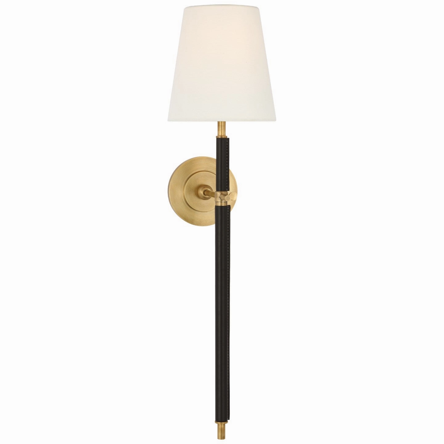 Bryant Wrapped LED Wall Sconce Hand-Rubbed Antique Brass and Chocolate Leather Elegant Wall Lights clearance