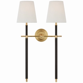 Bryant Wrapped LED Wall Sconce Hand-Rubbed Antique Brass and Chocolate Leather Elegant Wall Lights clearance