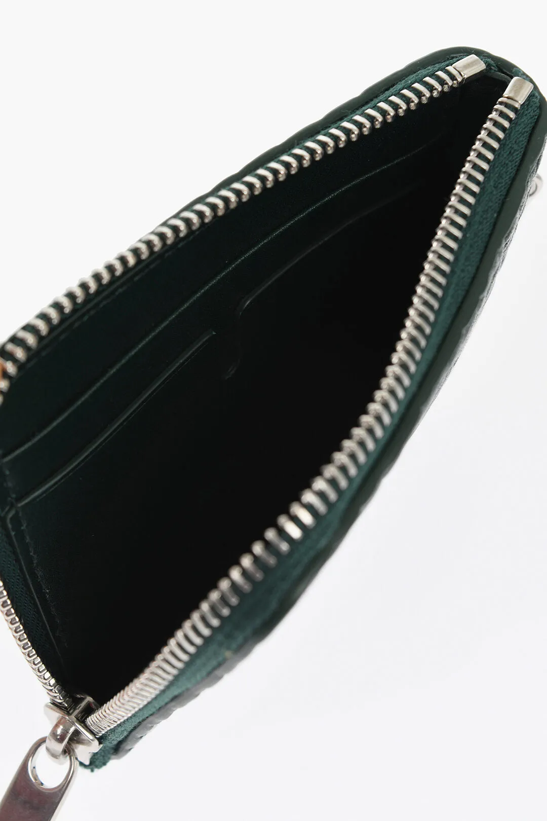 Burberry Textured Leather Wallet With Silver-Tone Chain