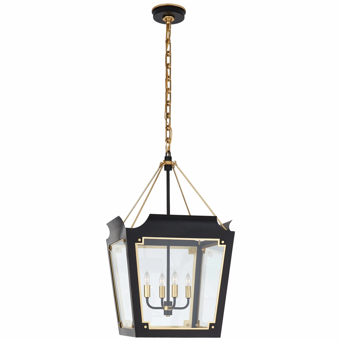 Caddo Four Light Lantern Matte Black with Gild Ceiling Lights Lighting free shipping