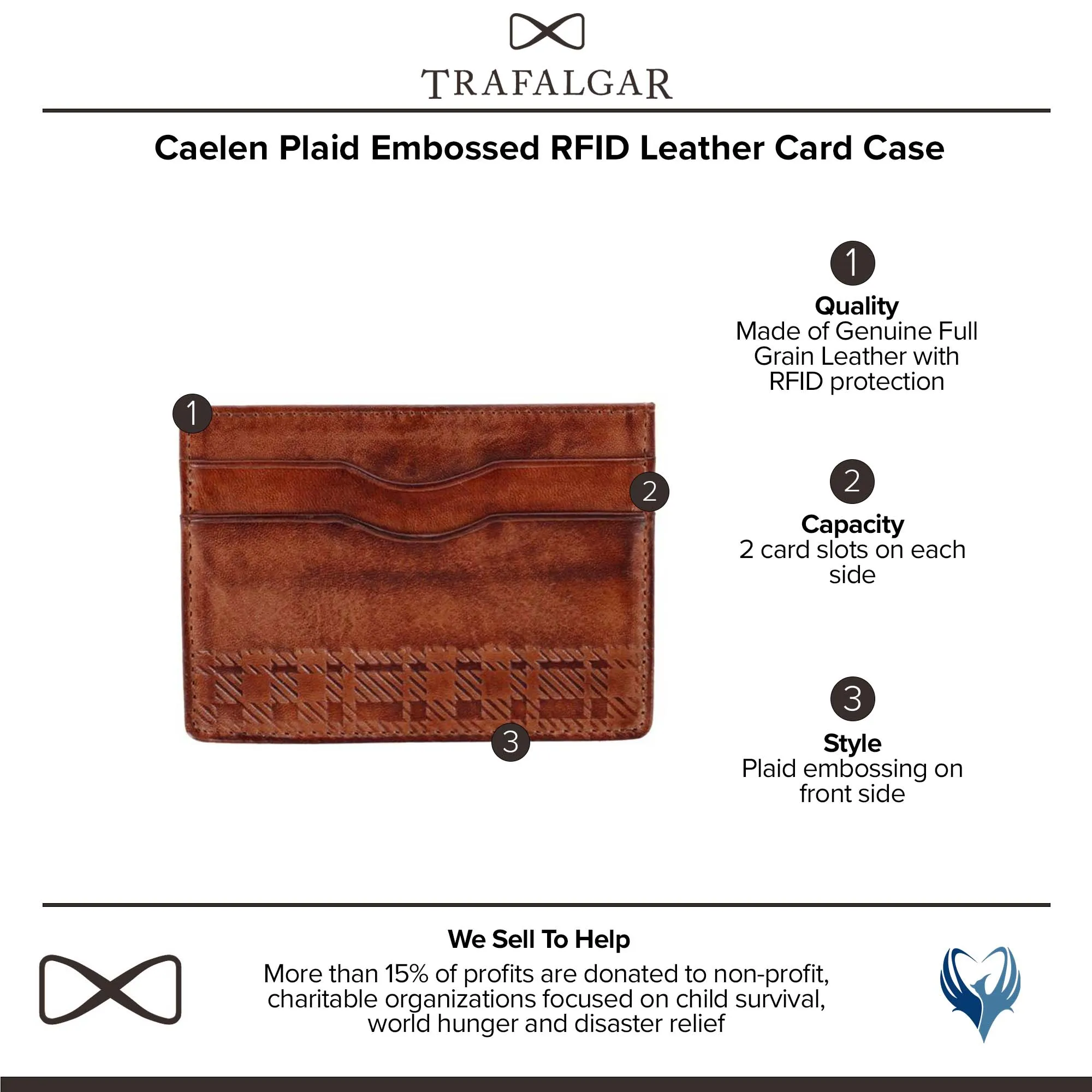 Caelen Plaid Embossed RFID Leather Card Case