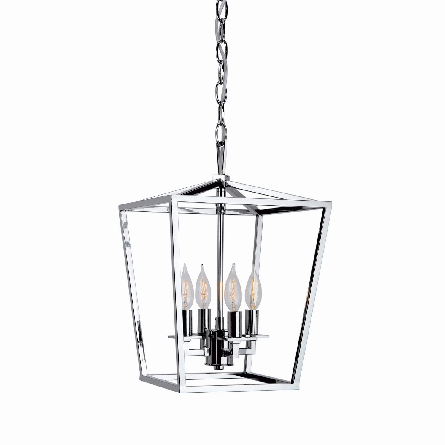 Cage Four Light Chandelier Polished Nickel Ceiling Lights Lighting outlet store