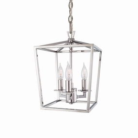 Cage Three Light Pendant Polished Nickel Ceiling Lights Lighting outlet store