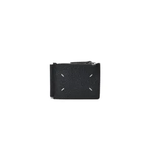 Calfskin Leather Wallet With Contrasting Logo Stitching
