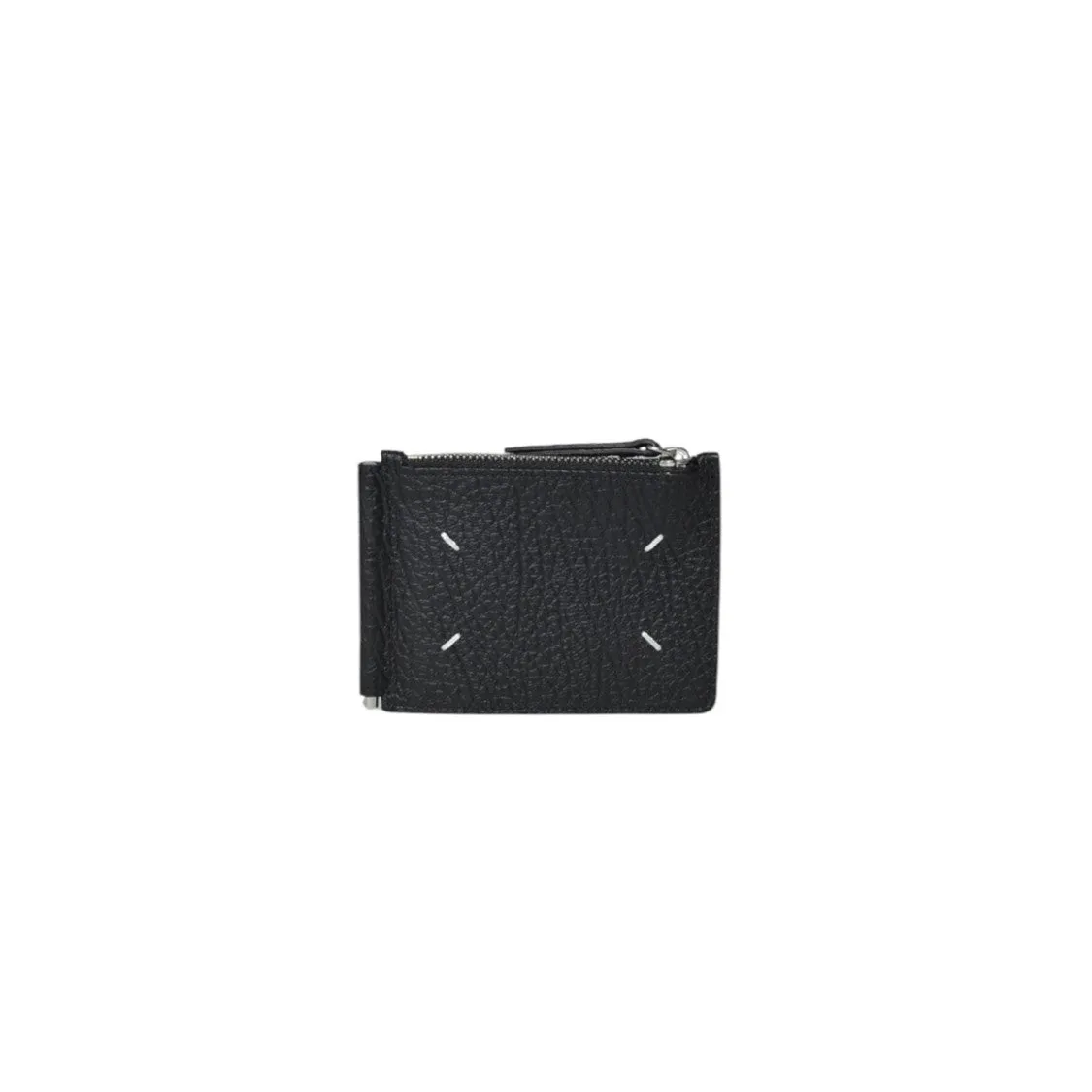 Calfskin Leather Wallet With Contrasting Logo Stitching