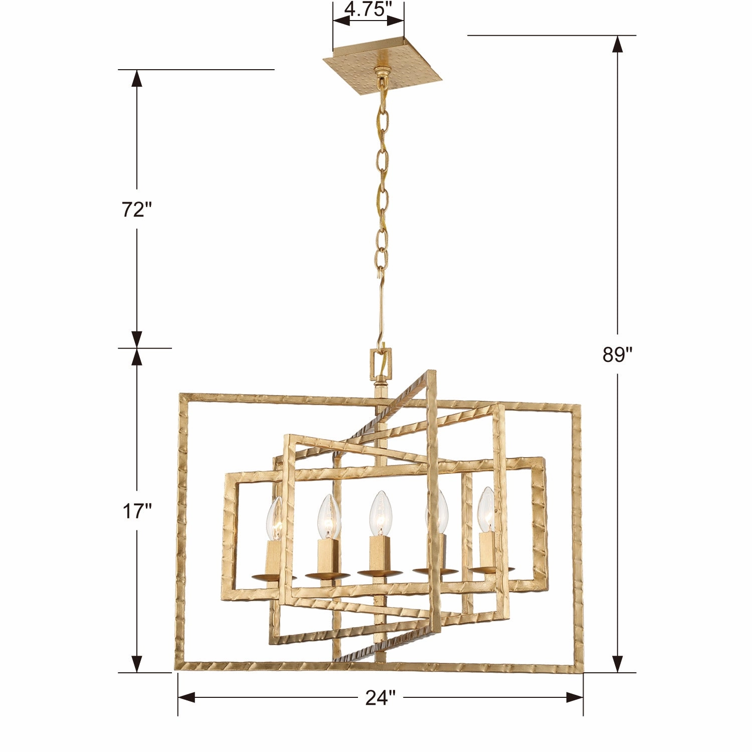 Capri Five Light Chandelier Antique Gold Designer Ceiling Lights for less