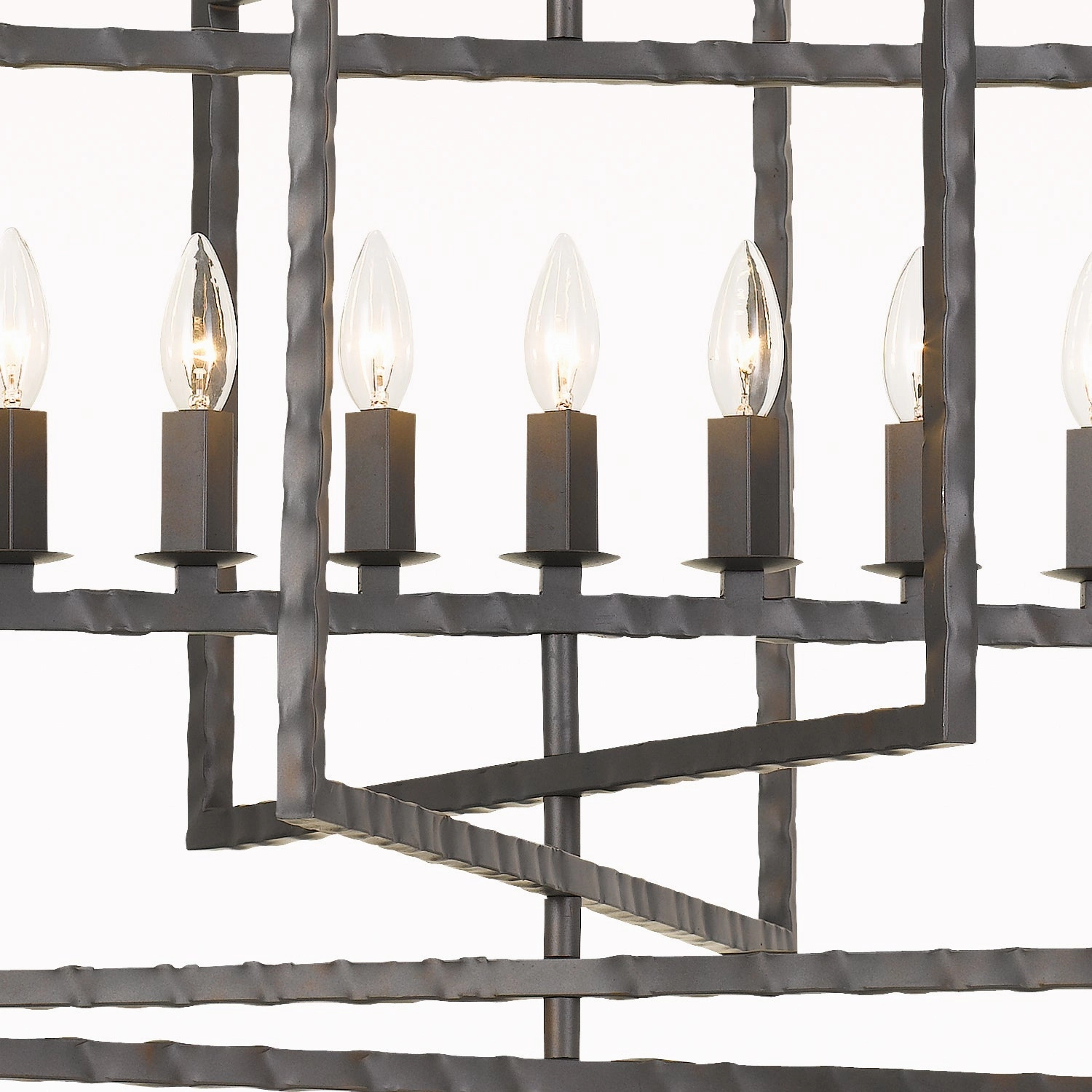 Capri Nine Light Chandelier Raw Steel Designer Ceiling Lights for less